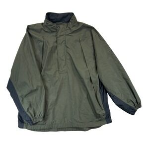 Adidas Windbreaker Men XL Olive Green ClimaProof 1/4 Zip Anorak Jacket Pockets